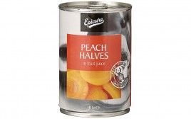 Epicure Peach Halves In Fruit Juice  Tin  411 grams